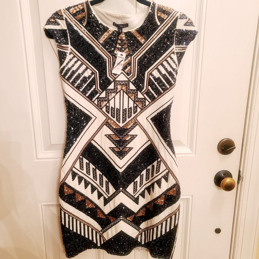 Express Aztec Sequin Dress